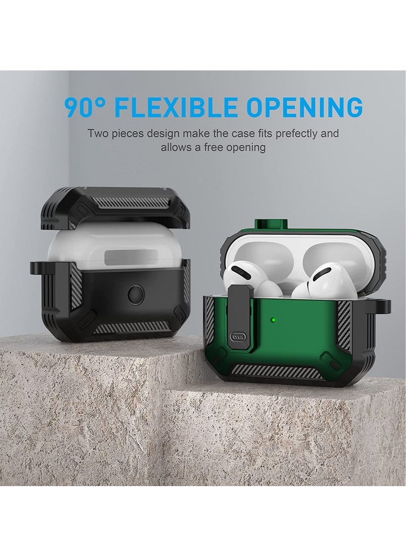 تايجر AirPods Pro 3rd Generation Case Cover  – Rugged Shockproof Hard Protective Case with Secure Lock, Dustproof Anti-Slip Shell, Keychain Clip for Easy Carry, Compatible with AirPods Pro Gen 3 – Green - Image 4