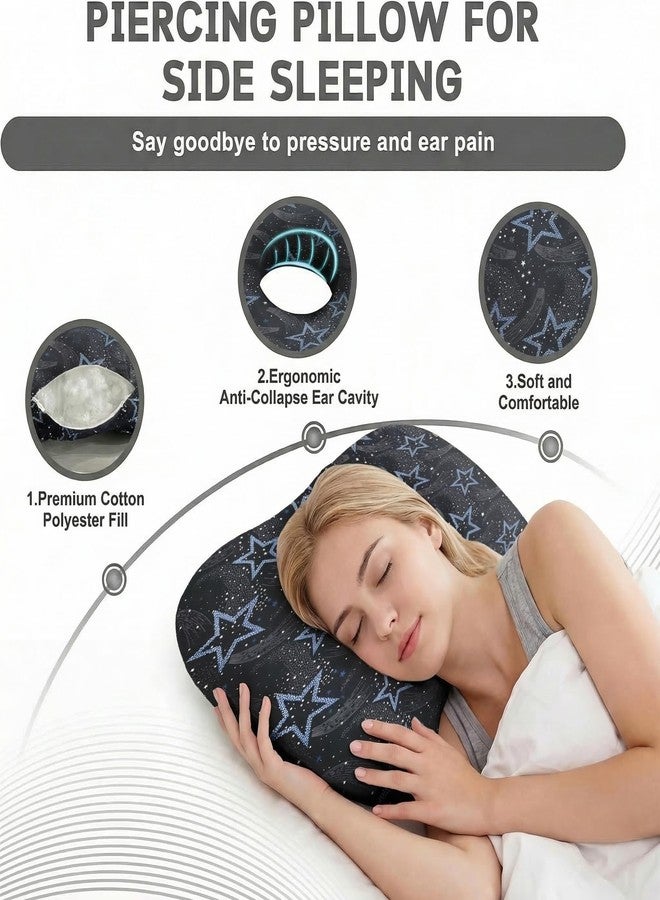 Sanwarm Ear Piercing Pillow for Side Sleepers, Ear Pillow with Hole Adjustable Design for Ear Pressure Comfort Cotton Cover Polyester Filling 17.3 x 12.6 in, Star - Image 4