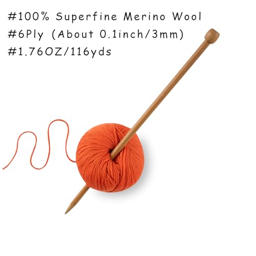 Gisimo 100% Merino Wool Yarn, 6-Ply Luxurious and Soft Yarn for Hand Knitting & Crocheting, 1.76 OZ/50g, 127 yds/116 Meters(Brick Orange, 1 Ball) - Image 3