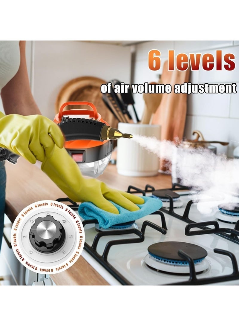 عربست جهاز تنظيف بالبخار محمول - منظف بخار عالي الضغط 3 بار مع مكنسة بخار 6 فراشي: تنظيف المطبخ/السيارات/الحمامات ببخار 105°℃ (1.3 لتر، 2500W) - Image 5
