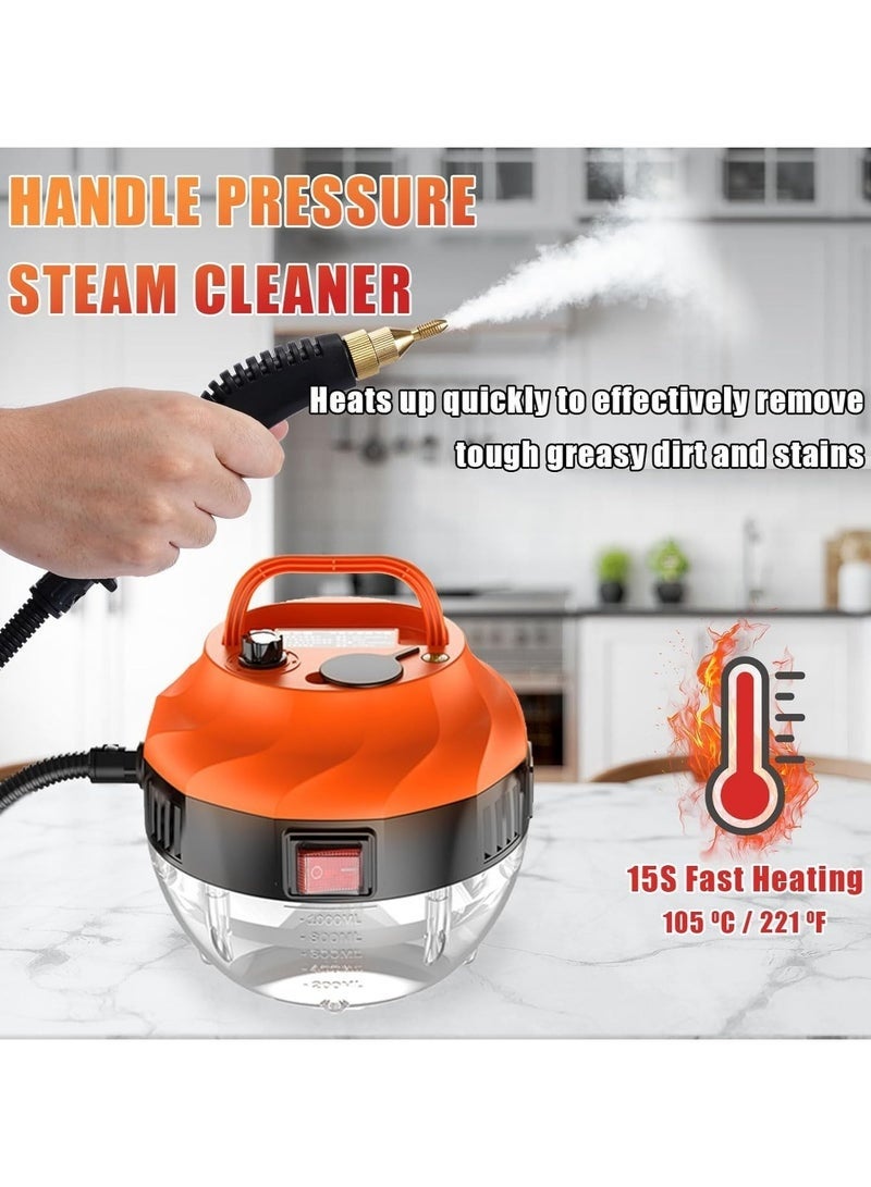 عربست جهاز تنظيف بالبخار محمول - منظف بخار عالي الضغط 3 بار مع مكنسة بخار 6 فراشي: تنظيف المطبخ/السيارات/الحمامات ببخار 105°℃ (1.3 لتر، 2500W) - Image 4