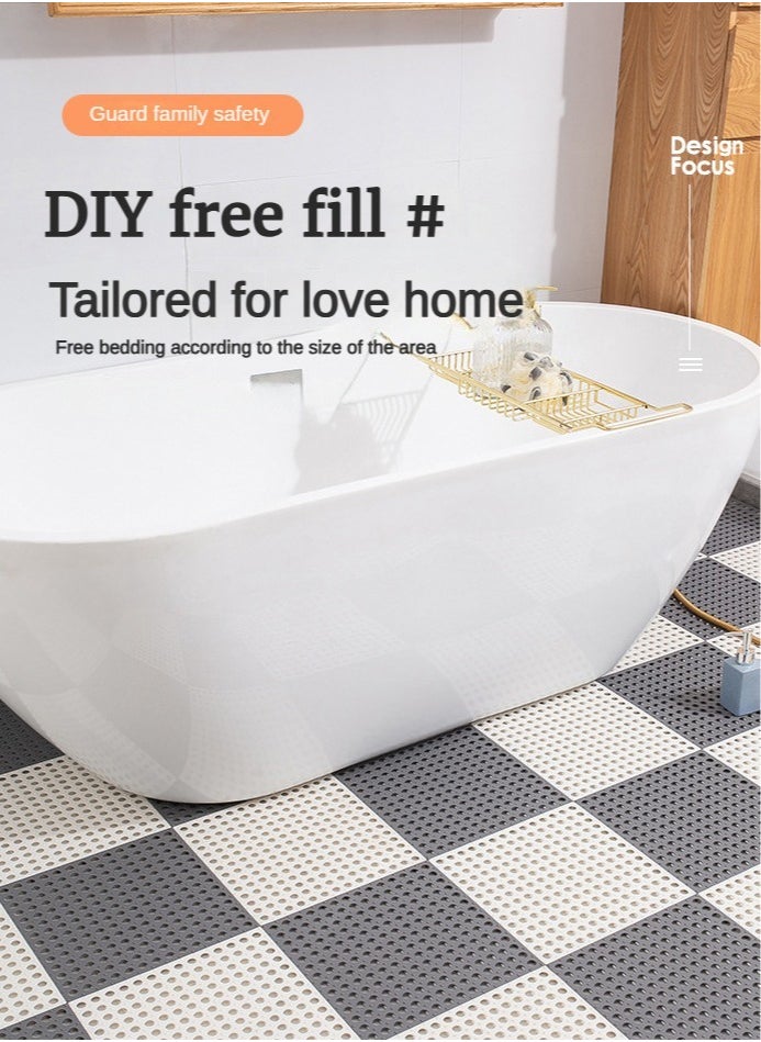 Haidue - 20 Pcs PVC Bath Mat Non Slip Shower Mat Bathroom Mats Bathroom Rugs Interlocking Soft Floor Mats PVC Floor Mat With Drain Holes For Home Kitchen Bathroom Shower Pool Balcony (10Pcs Gray+10Pcs White) - Image 1