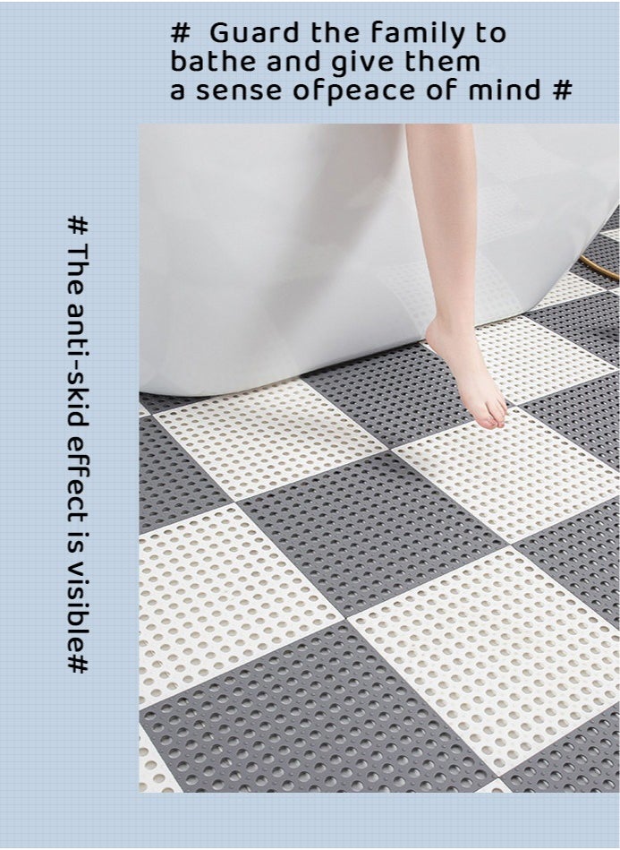 Haidue - 20 Pcs PVC Bath Mat Non Slip Shower Mat Bathroom Mats Bathroom Rugs Interlocking Soft Floor Mats PVC Floor Mat With Drain Holes For Home Kitchen Bathroom Shower Pool Balcony (10Pcs Gray+10Pcs White) - Image 1