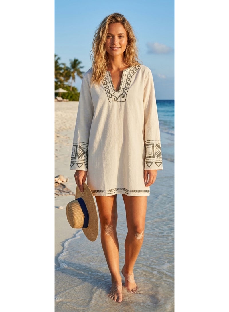 Carina Embroidered Beach Dress - Image 1
