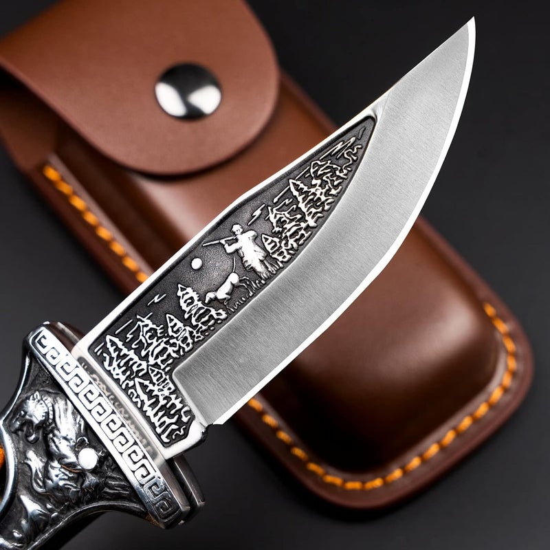 NedFoss TIGER ROAR Pocket Knife Gift for Men, 3.5 inch Engraved Unique Folding Pocket Knife, Pocket Knives with Holster, Cool Knives, Personalized knife Valentine's Fathers Day Gift from Daughter Wife Son, Mens Stocking Stuffers Gift for Husband Dad - Image 2