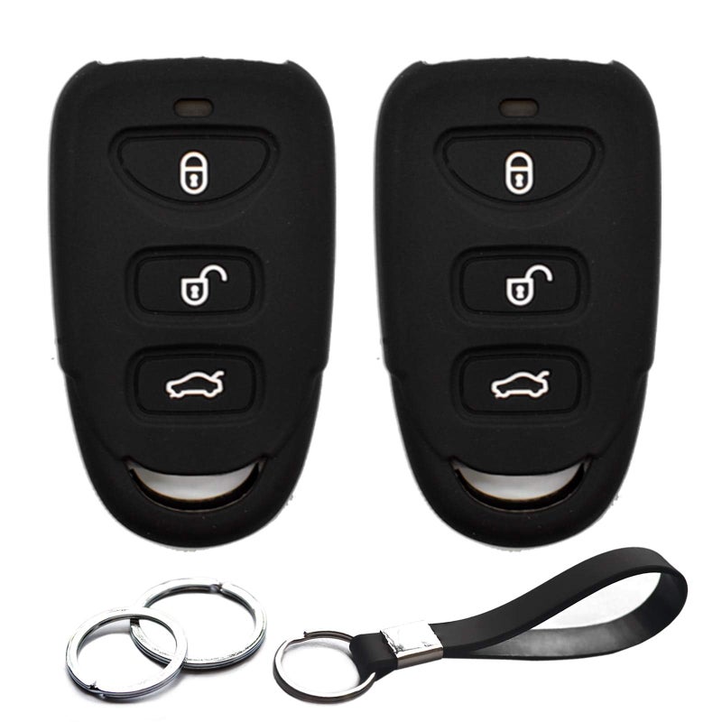 INFIPAR Silicone Key Fob Cover Case Compatible with Hyundai Elantra Smart 4 Buttons