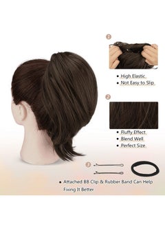 Brown Hair Bun Ponytail Extension, Straight Synthetic Hair Bun Hairpiece For Women, Fully Short Ponytail Bun Extensions Elastic Brown Hair Bun Scrunchies Girls Daily - Dark Brown - pzsku/Z04B7AEA34B3242BB0BD6Z/45/_/1733730118/8bcb92ee-7f58-4892-8f2e-30308673108b