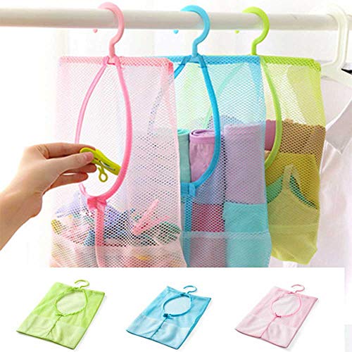 Zomoza Multipurpose Clothespin Bag with Hanger Storage Bag Mesh Net Laundry Clothespin Hook Towel Net(2pcs) - Image 1