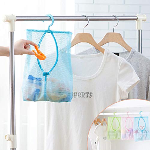 Zomoza Multipurpose Clothespin Bag with Hanger Storage Bag Mesh Net Laundry Clothespin Hook Towel Net(2pcs) - Image 4