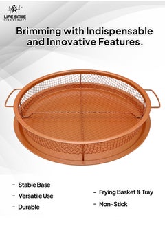Life Smile Crisper Basket 2 pieces Set - Copper Oven - Frying Basket And Baking Sheet, Heat-Resistant - Air Fry in Your Oven  - Image 4