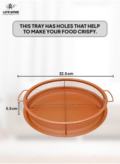 Life Smile Crisper Basket 2 pieces Set - Copper Oven - Frying Basket And Baking Sheet, Heat-Resistant - Air Fry in Your Oven  - Image 3