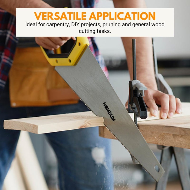 Homdum منشار يدوي بقطر 18 بوصة لقطع الخشب مزود بشفرة فولاذية سبائكية قوية ومقبض مطاطي بلاستيكي أفضل منشار يدوي للأعمال الخشبية مناسب لمجموعة متنوعة من الأعمال الخشبية والبلاستيكية - Image 4