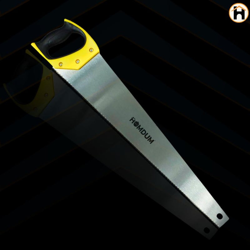 Homdum منشار يدوي بقطر 18 بوصة لقطع الخشب مزود بشفرة فولاذية سبائكية قوية ومقبض مطاطي بلاستيكي أفضل منشار يدوي للأعمال الخشبية مناسب لمجموعة متنوعة من الأعمال الخشبية والبلاستيكية - Image 2
