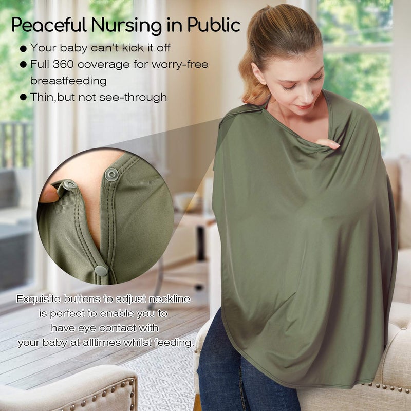 Kefee Kol Nursing Cover & Baby Nursing Poncho,Multi Use Breastfeeding Cover for CarSeat Canopy, High Seat Cover, Stroller Cover, Shopping Cart Cover,Nursing Scarf for Boy and Girl by Kefee Kol (Green) - Image 2