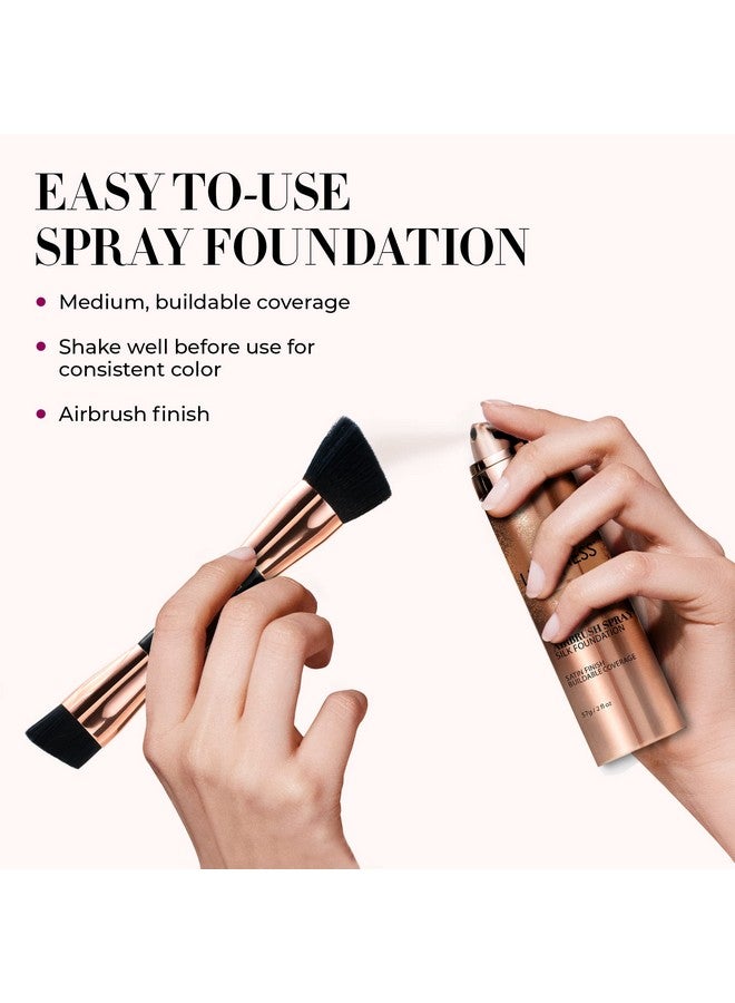 LUMINESS Silk Airbrush Spray Foundation & Buffing Brush Kit Full Coverage Foundation & Dual Sided Buffing Brush Buildable Coverage Anti Aging Formula Hydrates & Moisturizes (Shade Light Medium)  - Image 4