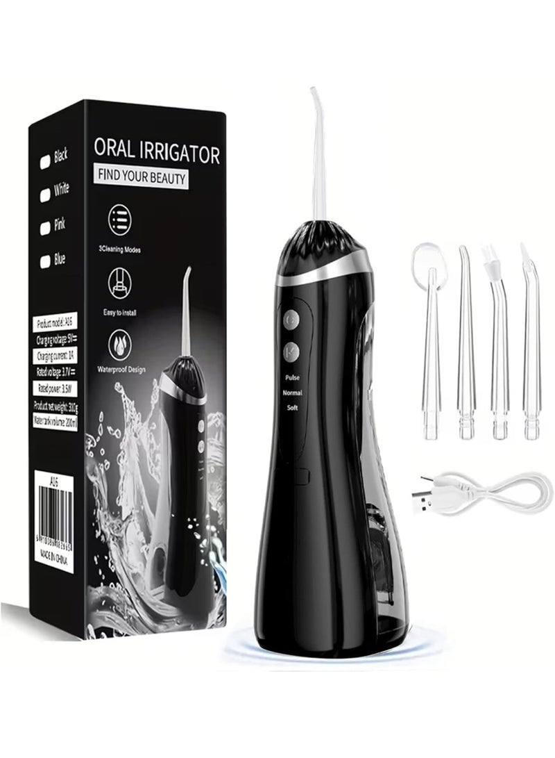 Electric dental flosser, cordless, with four jet heads, USB rechargeable, for home and travel - Image 1