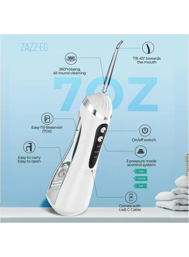 Electric dental flosser, cordless, with four jet heads, USB rechargeable, for home and travel - Image 2