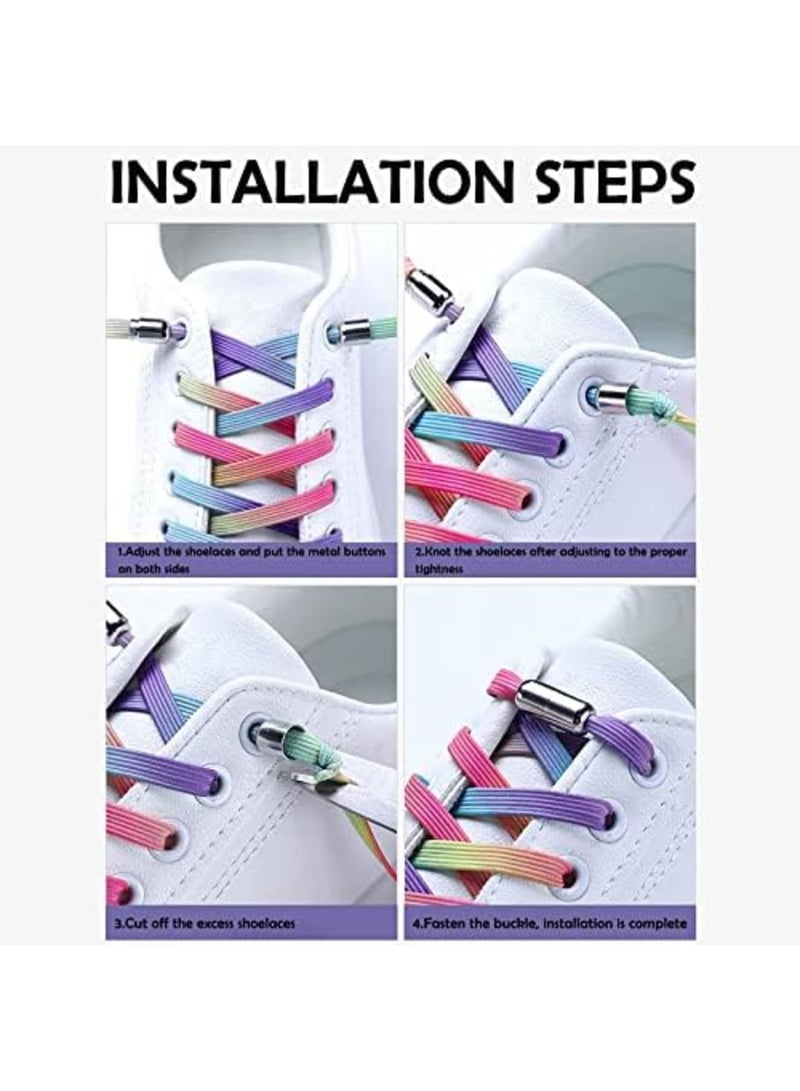 SYOSI 4 Pair No Tie Laces Elastic Shoelaces Universal Quick Tie Shoe Laces with Metal Buckle for Kids and Adults (4 Colors) - Image 5