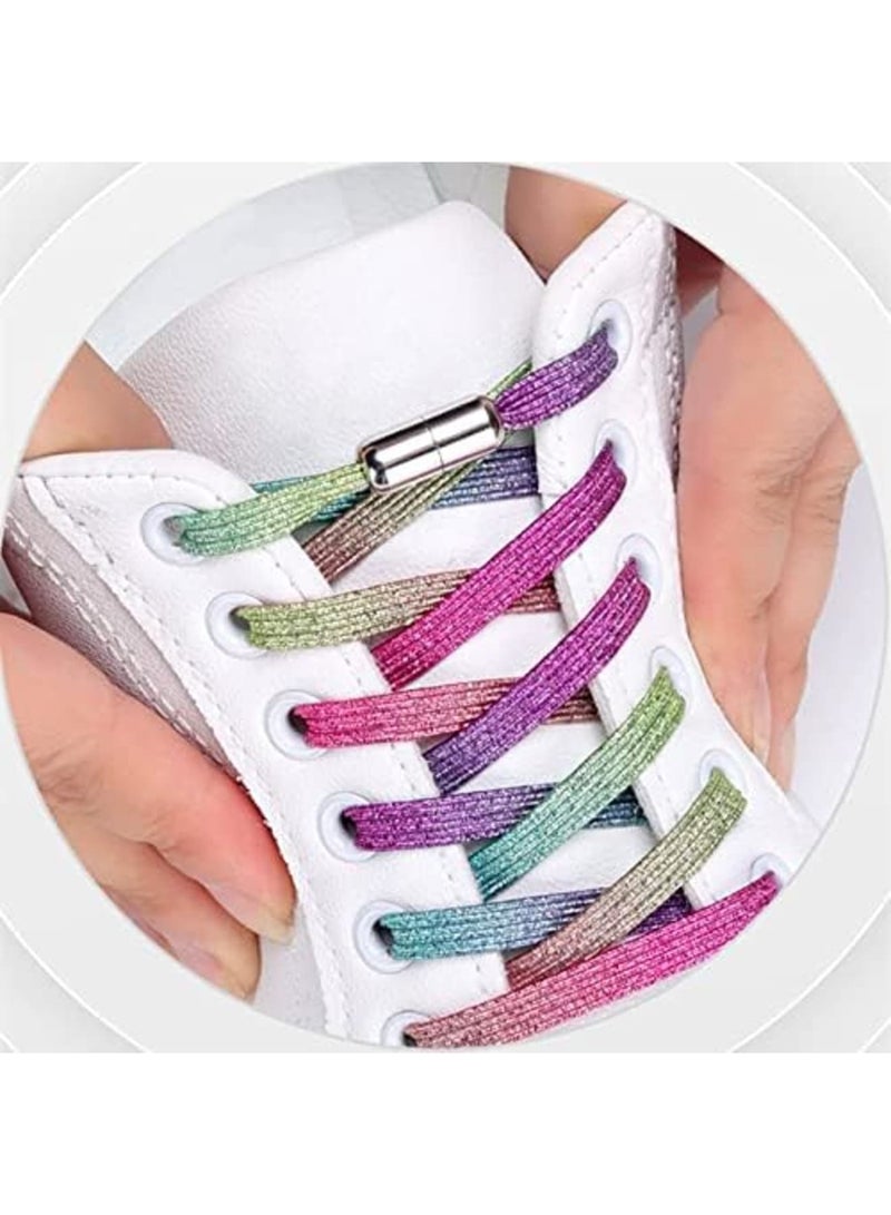 SYOSI 4 Pair No Tie Laces Elastic Shoelaces Universal Quick Tie Shoe Laces with Metal Buckle for Kids and Adults (4 Colors) - Image 2