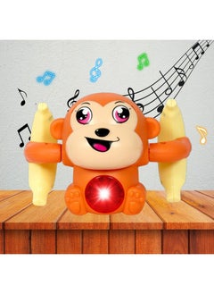 Estilo Estilo Baby Toys for 6-36 Month Musical Rolling Monkey Tummy Time Toy| Interactive Dancing Walking Toy with Light & Music Infant Toys | Sound Toy with Voice Control Sensor -, Pack of 1 (Orange)  - Image 2