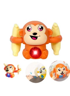 Estilo Estilo Baby Toys for 6-36 Month Musical Rolling Monkey Tummy Time Toy| Interactive Dancing Walking Toy with Light & Music Infant Toys | Sound Toy with Voice Control Sensor -, Pack of 1 (Orange)  - Image 1