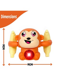 Estilo Estilo Baby Toys for 6-36 Month Musical Rolling Monkey Tummy Time Toy| Interactive Dancing Walking Toy with Light & Music Infant Toys | Sound Toy with Voice Control Sensor -, Pack of 1 (Orange)  - Image 4