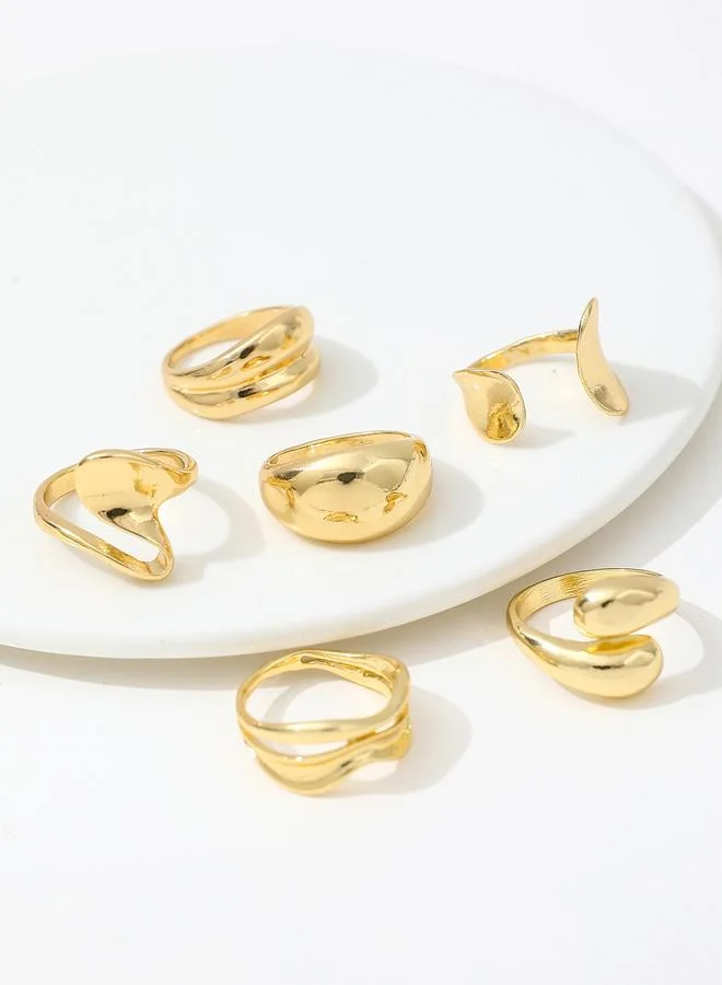 Take Two  Take Two Set of 6 - Assorted Chunky Rings for Women | Best Price UAE