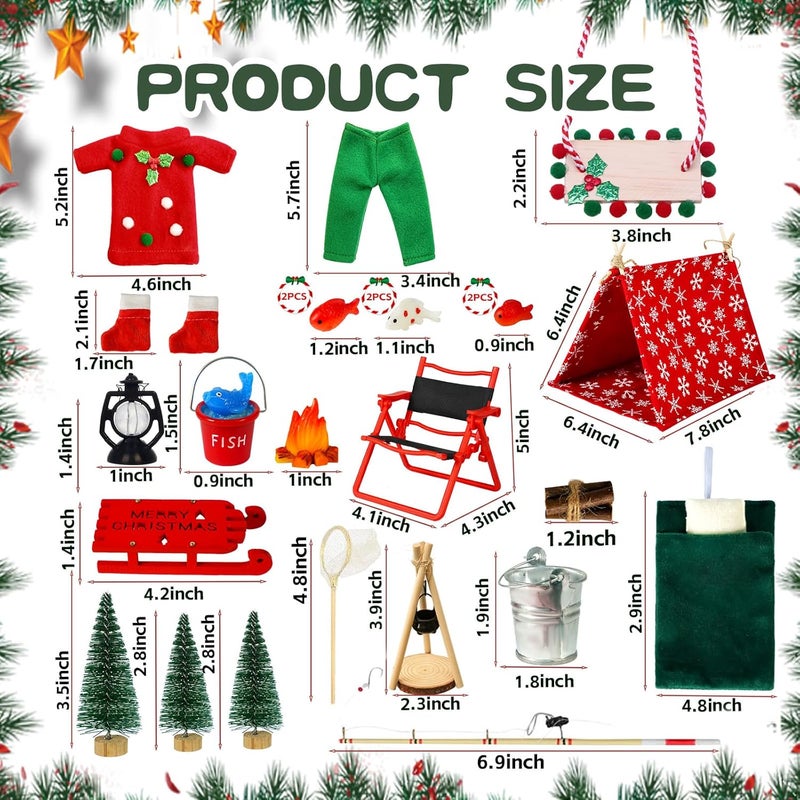 Bbiamsleep 30 Pcs Christmas Elf Accessories  Elf Fishing Outfit  Camping Accessories for Mini House Decoration - Image 2