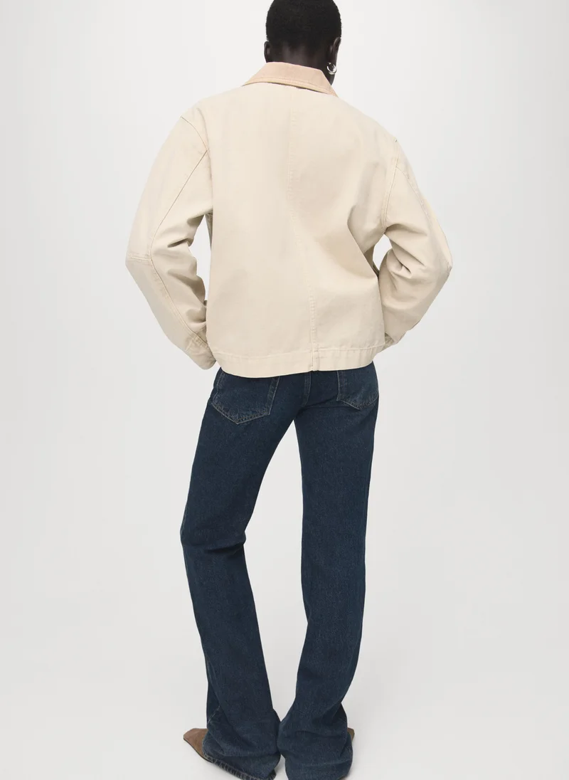 مانجو Denim parka with contrasting collar