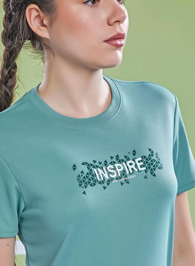 Technosport Technosport Graphic Print Crew Neck Short Sleeve Top
