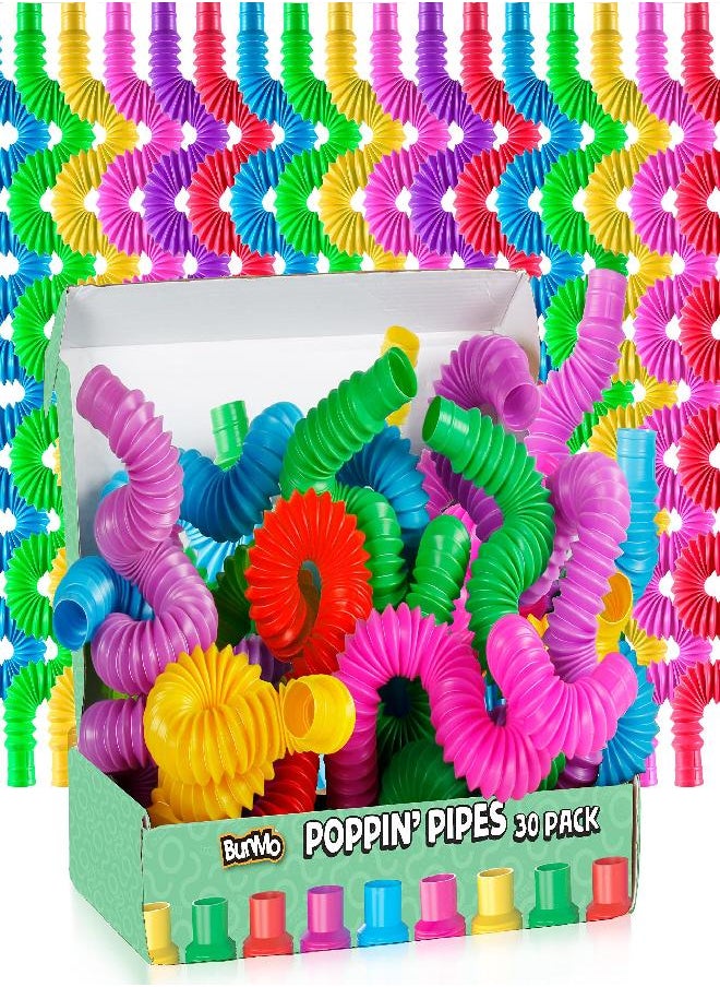 BUNMO - BUNMO Pop Tubes Large 30pk | Hours of Fun for Kids | Imaginative Play & Stimulating Creative Learning | Toddler Sensory Toys | Tons of Ways to Play | Connect, Stretch, Twist & Pop - Image 1