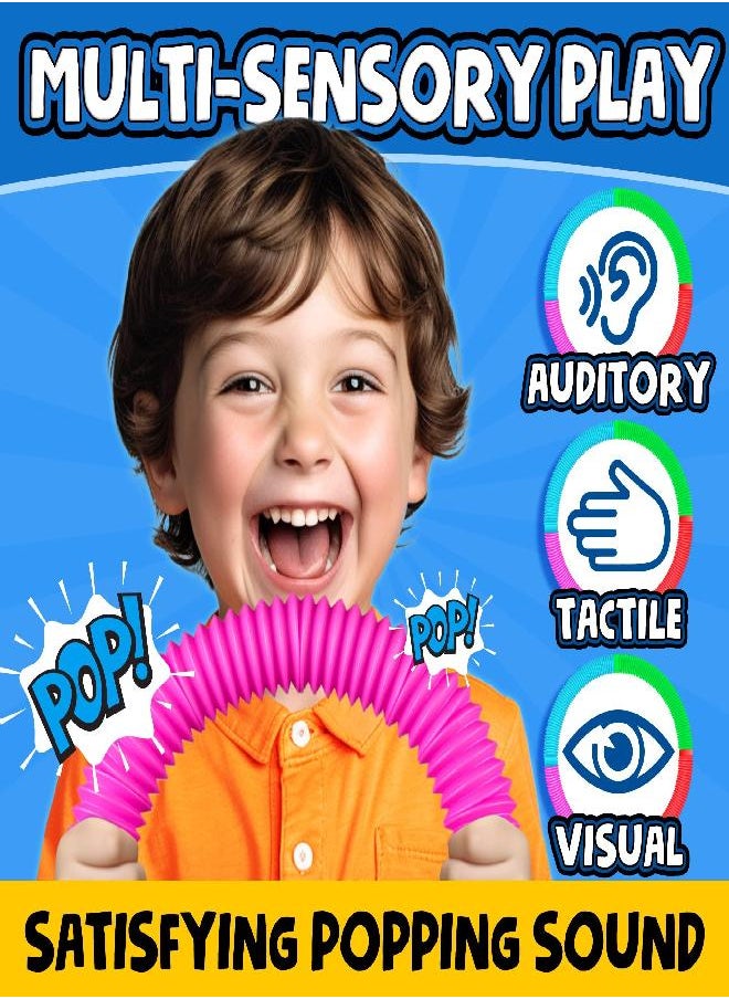 BUNMO - BUNMO Pop Tubes Large 30pk | Hours of Fun for Kids | Imaginative Play & Stimulating Creative Learning | Toddler Sensory Toys | Tons of Ways to Play | Connect, Stretch, Twist & Pop - Image 1