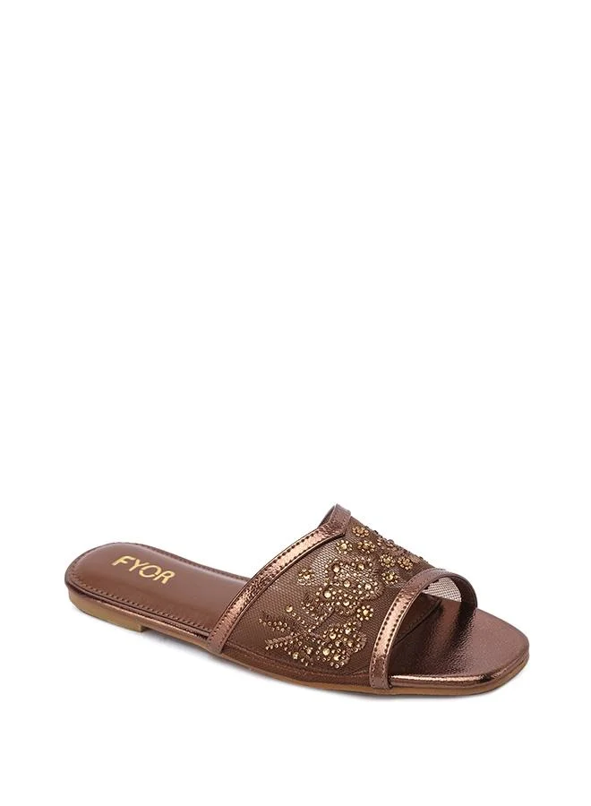 فايور Mesh Floral Embellished Flat Sandal MY 381