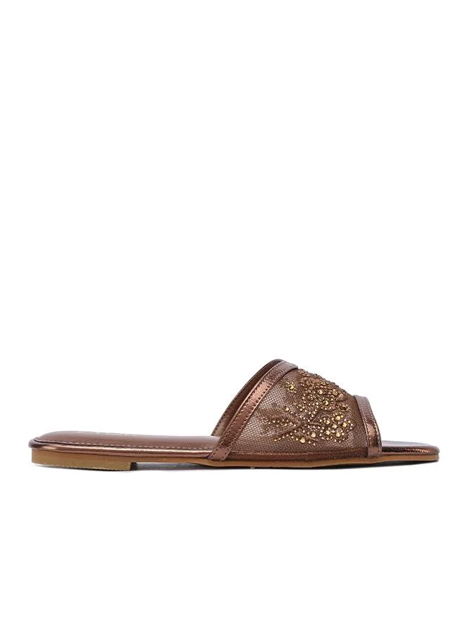 فايور Mesh Floral Embellished Flat Sandal MY 381