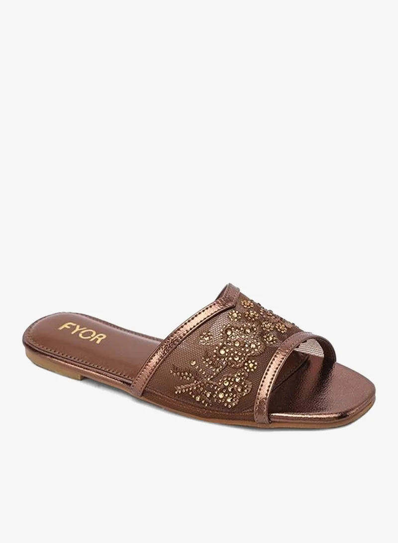 FYOR Mesh Floral Embellished Flat Sandal MY 381