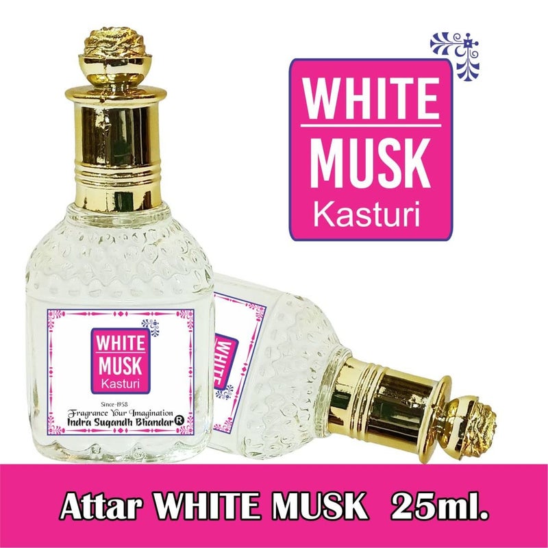 INDRA SUGANDH BHANDAR Attar For MenWomen White Musk Kasturi Freshen up your Mind With Light Musky Long Lasting Fragrance 25ml Rollon Pack - Image 2