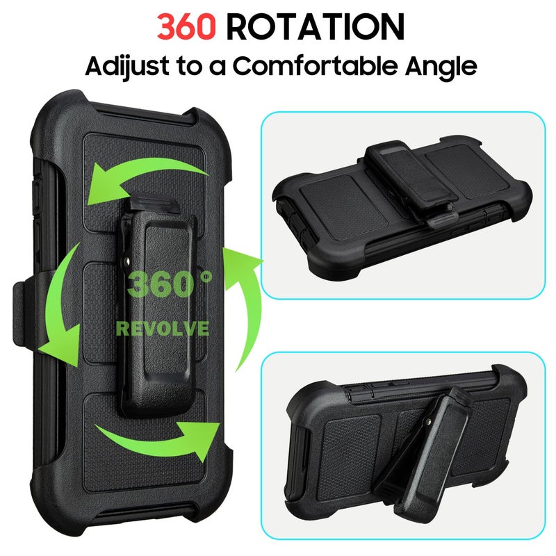 Saiboro for Defender iPhone 12 Case with Clip,Holster with Kickstand,for Heavy Duty iPhone 12 Phone Case Rugged 2 Layers of Sturdy,Anti-Drop for Phone Case iPhone 12Case Protective(Black) - Image 5