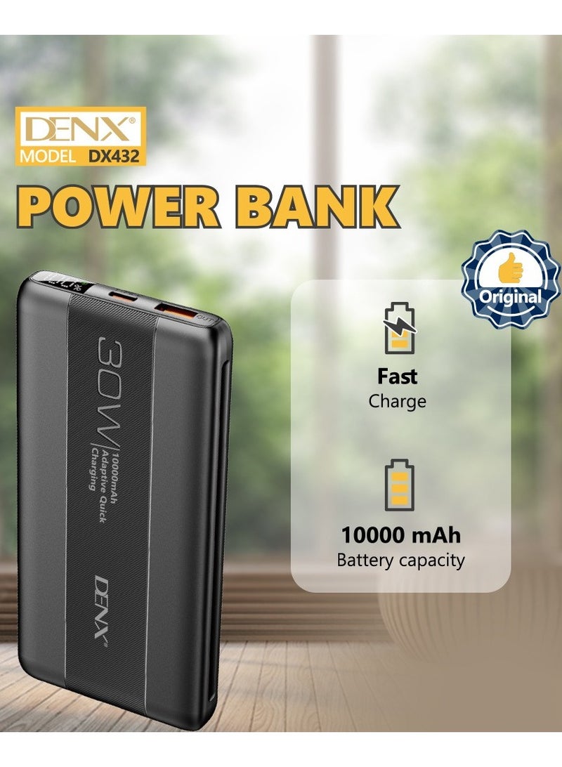 دينكس باور بنك طاقة DENX DX432 سريع الشحن، 30 واط، 10000مللي أمبير/ساعة | شاحن محمول عالي السعة | منفذ USB مزدوج | بطارية خارجية للهواتف المحمولة، وأجهزة iPhone، وSamsung، والأجهزة اللوحية - Image 3