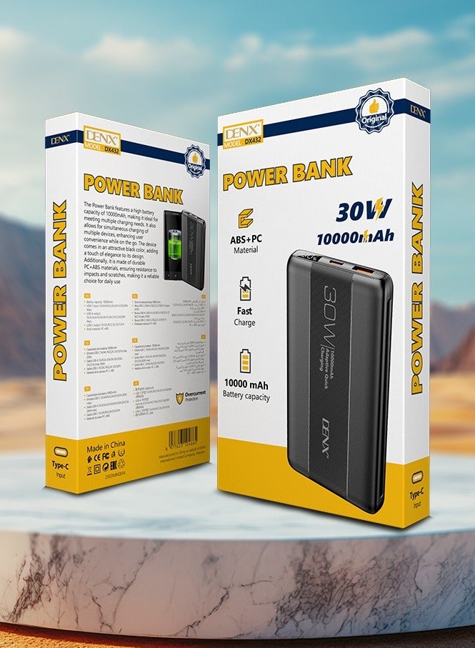 دينكس باور بنك طاقة DENX DX432 سريع الشحن، 30 واط، 10000مللي أمبير/ساعة | شاحن محمول عالي السعة | منفذ USB مزدوج | بطارية خارجية للهواتف المحمولة، وأجهزة iPhone، وSamsung، والأجهزة اللوحية - Image 5