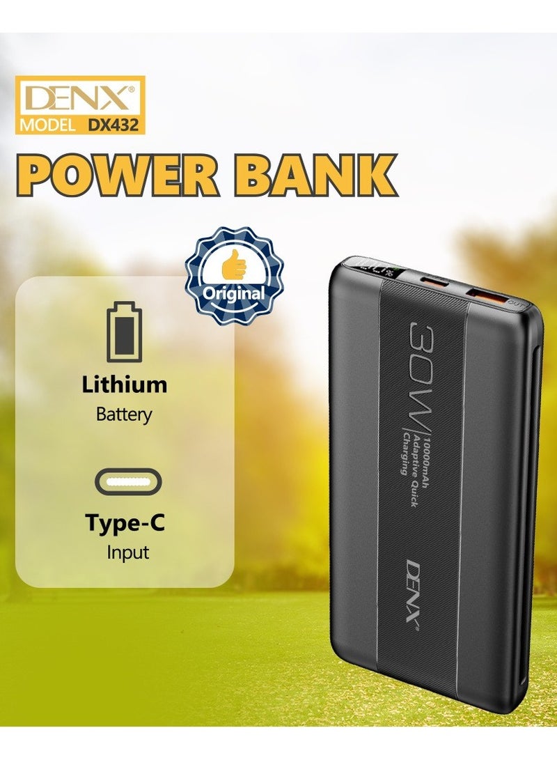 دينكس باور بنك طاقة DENX DX432 سريع الشحن، 30 واط، 10000مللي أمبير/ساعة | شاحن محمول عالي السعة | منفذ USB مزدوج | بطارية خارجية للهواتف المحمولة، وأجهزة iPhone، وSamsung، والأجهزة اللوحية - Image 2