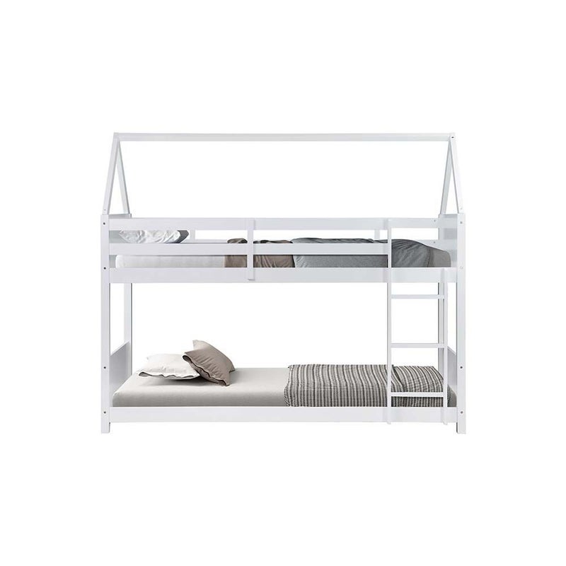 DANUBE HOME Derby House V2 90x200 Solid Wood Bunk Bed | Modern Design Wooden Kids Bunk Bed Frame Furniture | Comfortable Bed (Mattress Not Included) - White - Image 4