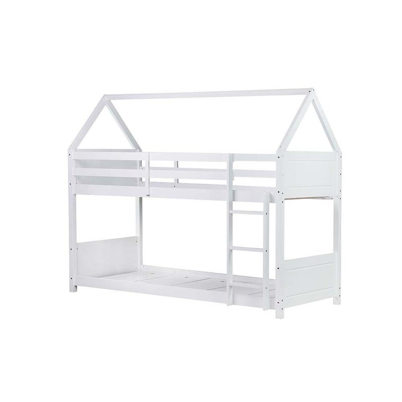 DANUBE HOME Derby House V2 90x200 Solid Wood Bunk Bed | Modern Design Wooden Kids Bunk Bed Frame Furniture | Comfortable Bed (Mattress Not Included) - White - Image 2
