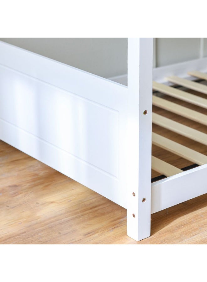 DANUBE HOME سرير بطابقين من ديربي هاوس V2 90x200 من الخشب الصلب | تصميم حديث لإطار سرير أطفال من الخشب | سرير مريح (المخدة غير مشمولة) - أبيض - Image 5