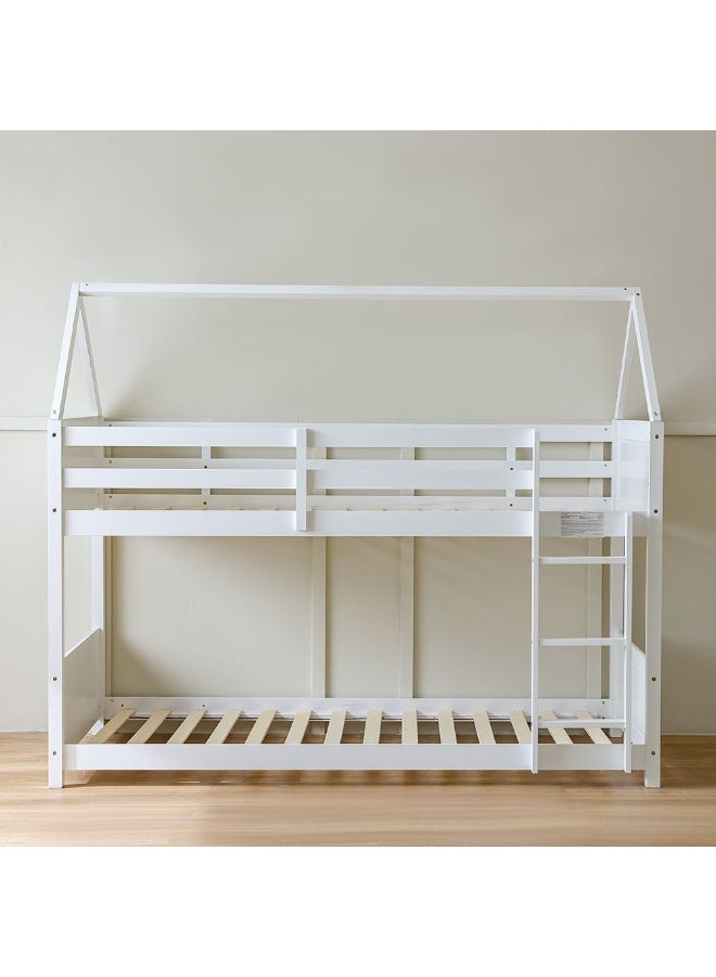 DANUBE HOME سرير بطابقين من ديربي هاوس V2 90x200 من الخشب الصلب | تصميم حديث لإطار سرير أطفال من الخشب | سرير مريح (المخدة غير مشمولة) - أبيض - Image 1