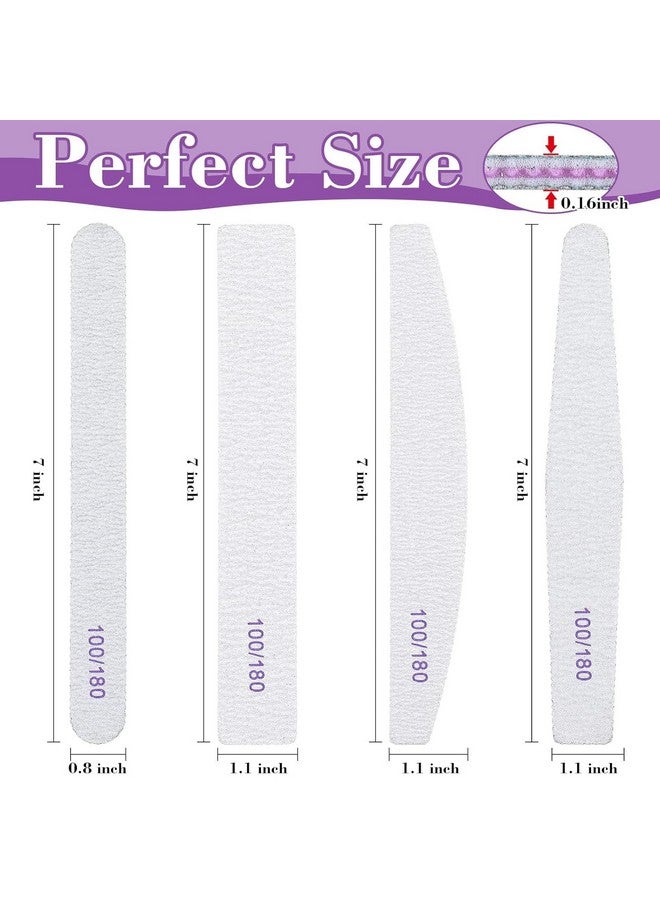MR.THINDZ® 200 Pcs 4 Styles Nail Files Bulk 100/180 Grit Double Sides Professional Reusable Emery Board Nail Files for Acrylic Nails Manicure Tools Suit for Home Salon - Image 2