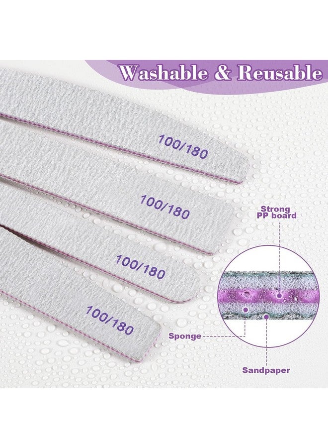 MR.THINDZ® 200 Pcs 4 Styles Nail Files Bulk 100/180 Grit Double Sides Professional Reusable Emery Board Nail Files for Acrylic Nails Manicure Tools Suit for Home Salon - Image 5
