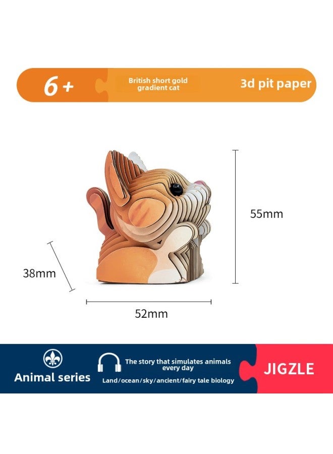 Teamgreen Green Group Eugy Paper 3D Three-dimensional Puzzle Animal Model Children's Handmade DIY Educational Toys-Color:British Short Gold Gradient Cat  - Image 1