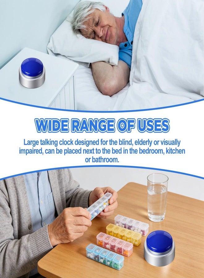 VIHOSE 2 Pcs Extra Large Talking Clock for Blind Elderly Talking Alarm Clock Announcing Time, Date and Week of Day for The Blind, Elderly or Visually Impaired, Hearing Aid - Image 5