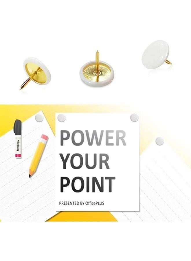 واي جيه دبابيس الدفع زخرفية بلاستيك دبابيس الجدران للمنزل، المدرسة، الخريطة، المكتب، حائط الصور، لوحة الفلين (100 قطعة بيضاء) - Image 3