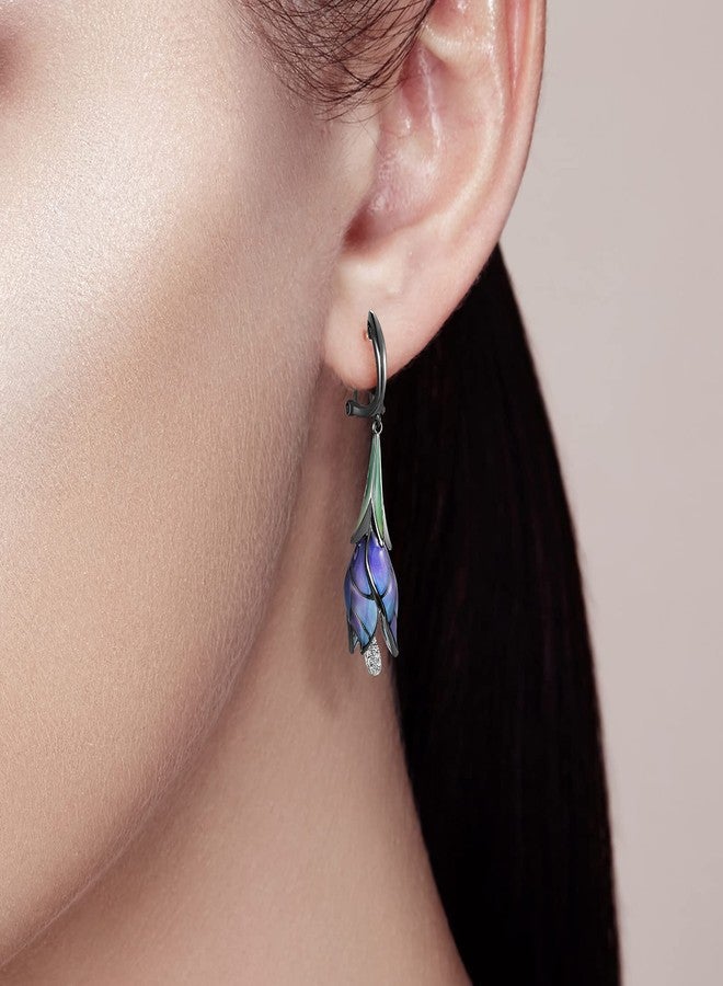 Santuzza Sterling Silver Enamel Tulip Earrings for Women, Small, enamel Metal Gemstone, Cubic Zirconia - Image 5